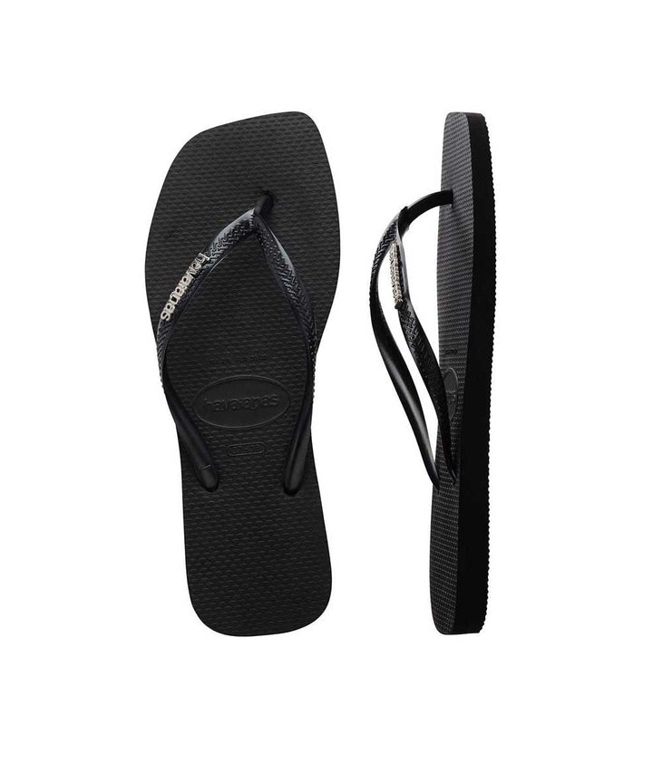 Havaianas Women's Slim Square Metalic Logo Thongs